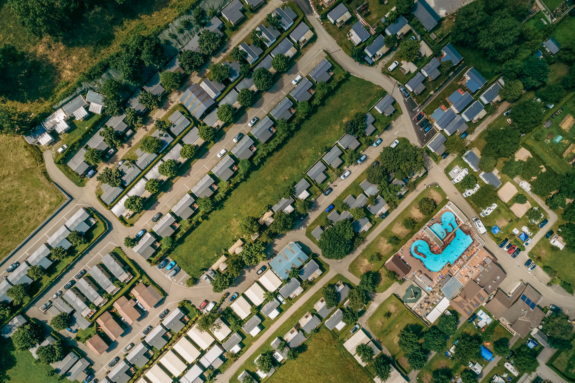 aerial view mobile home rentals camping les fontaines